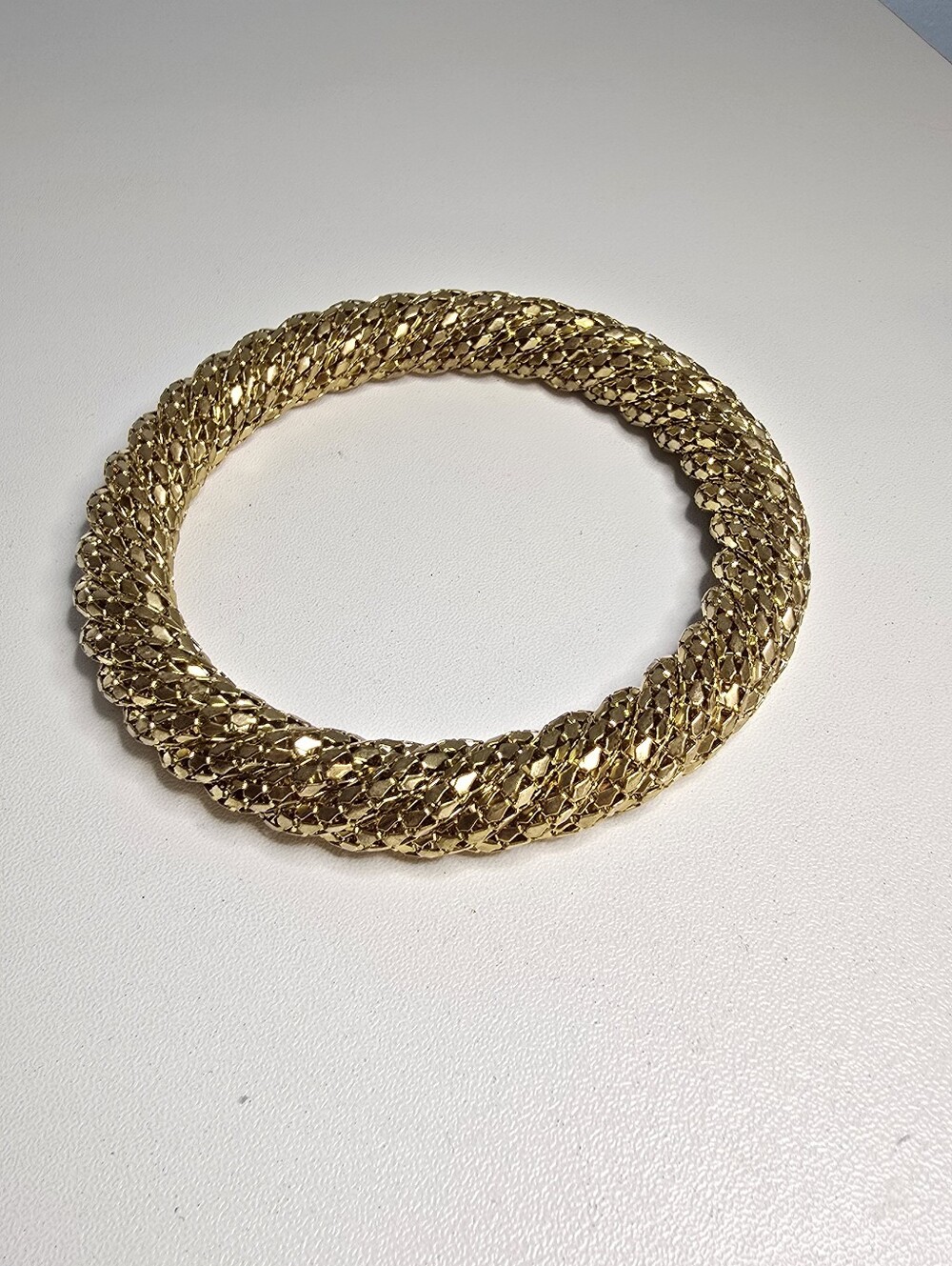 Vintage Goldtone Bangle Bracelet Twisted Mesh